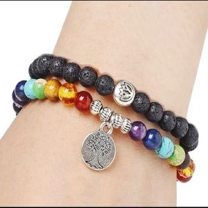 3/$25 6mm Lava Rock 7 Chakra Tree of Life Bracelet